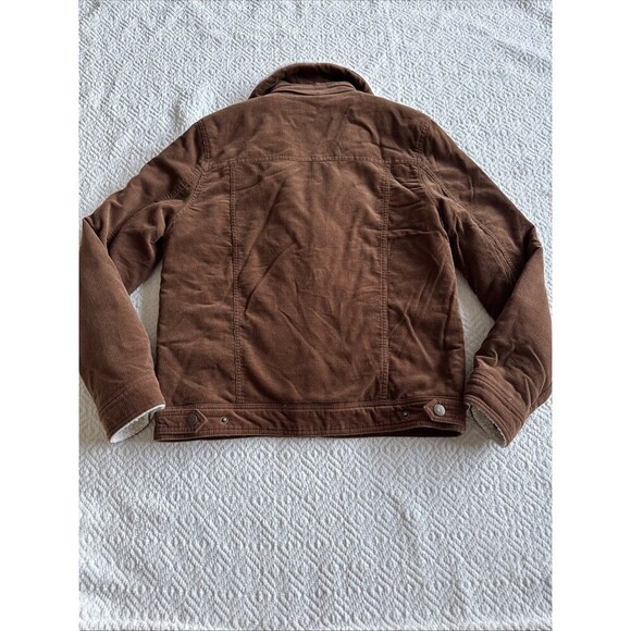 Men’s GUESS Brown Faux Fur Corduroy Snap-Button Bomber Jacket Size S - Picture 9 of 9